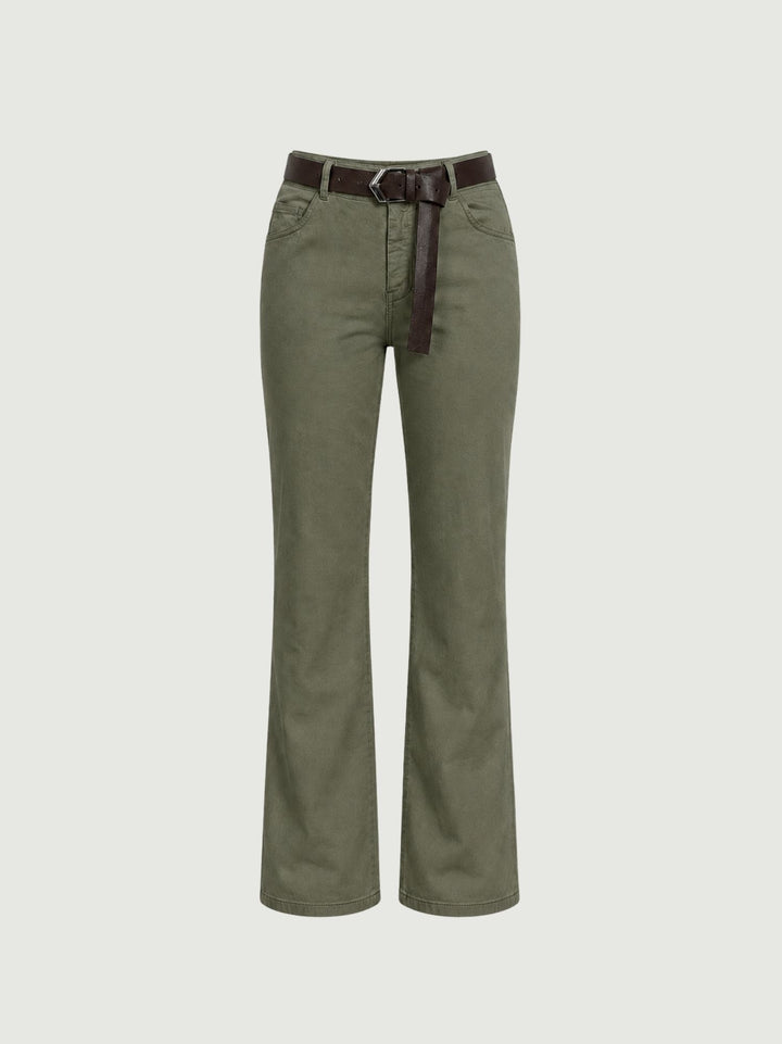 Pantalone a zampa in cotone verde militare 5048 MILITARE ANDREA MORANDO 
