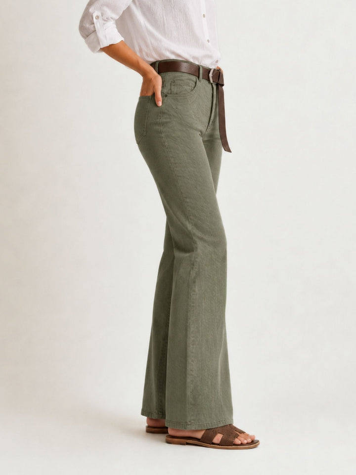 Pantalone a zampa in cotone verde militare 5048 MILITARE ANDREA MORANDO 