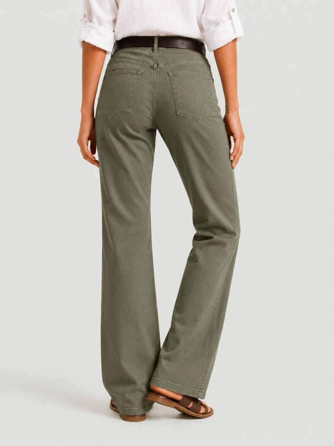 Pantalone a zampa in cotone verde militare 5048 MILITARE ANDREA MORANDO 