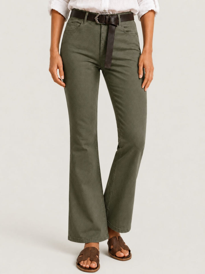 Pantalone a zampa in cotone verde militare 5048 MILITARE ANDREA MORANDO 