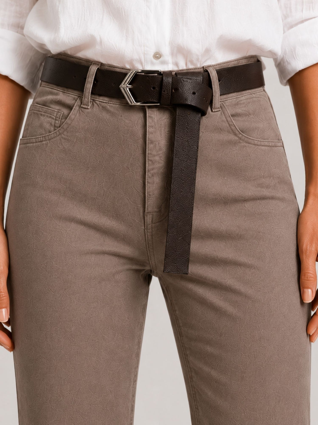 Pantalone a zampa in cotone cacao 5048 MORO ANDREA MORANDO 