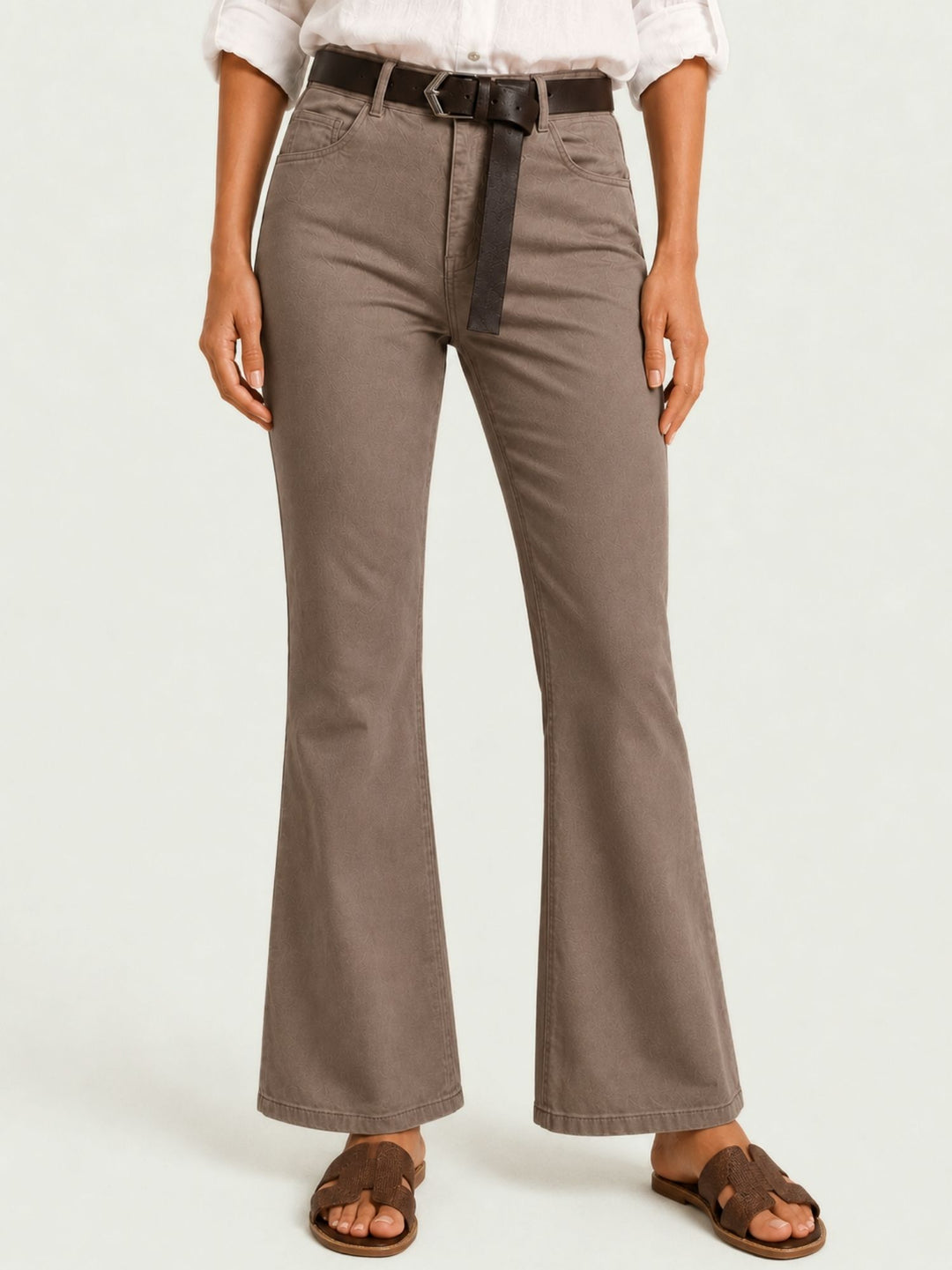 Pantalone a zampa in cotone cacao 5048 MORO ANDREA MORANDO 
