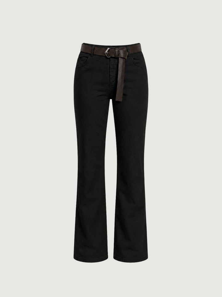 Pantalone a zampa in cotone nero 5048 NERO ANDREA MORANDO 
