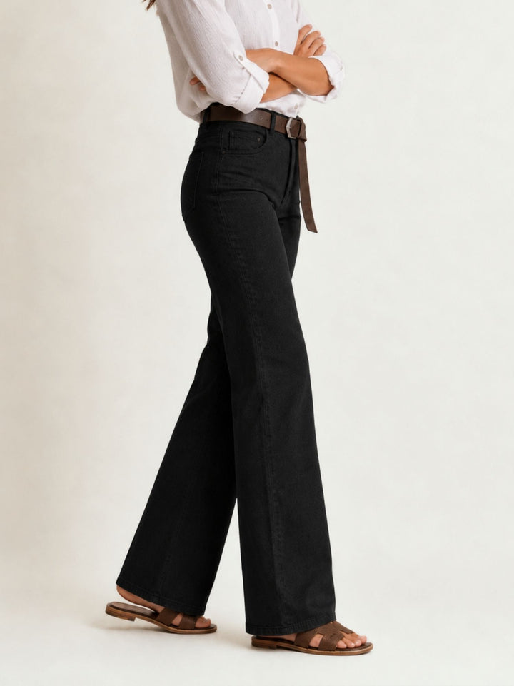 Pantalone a zampa in cotone nero 5048 NERO ANDREA MORANDO 