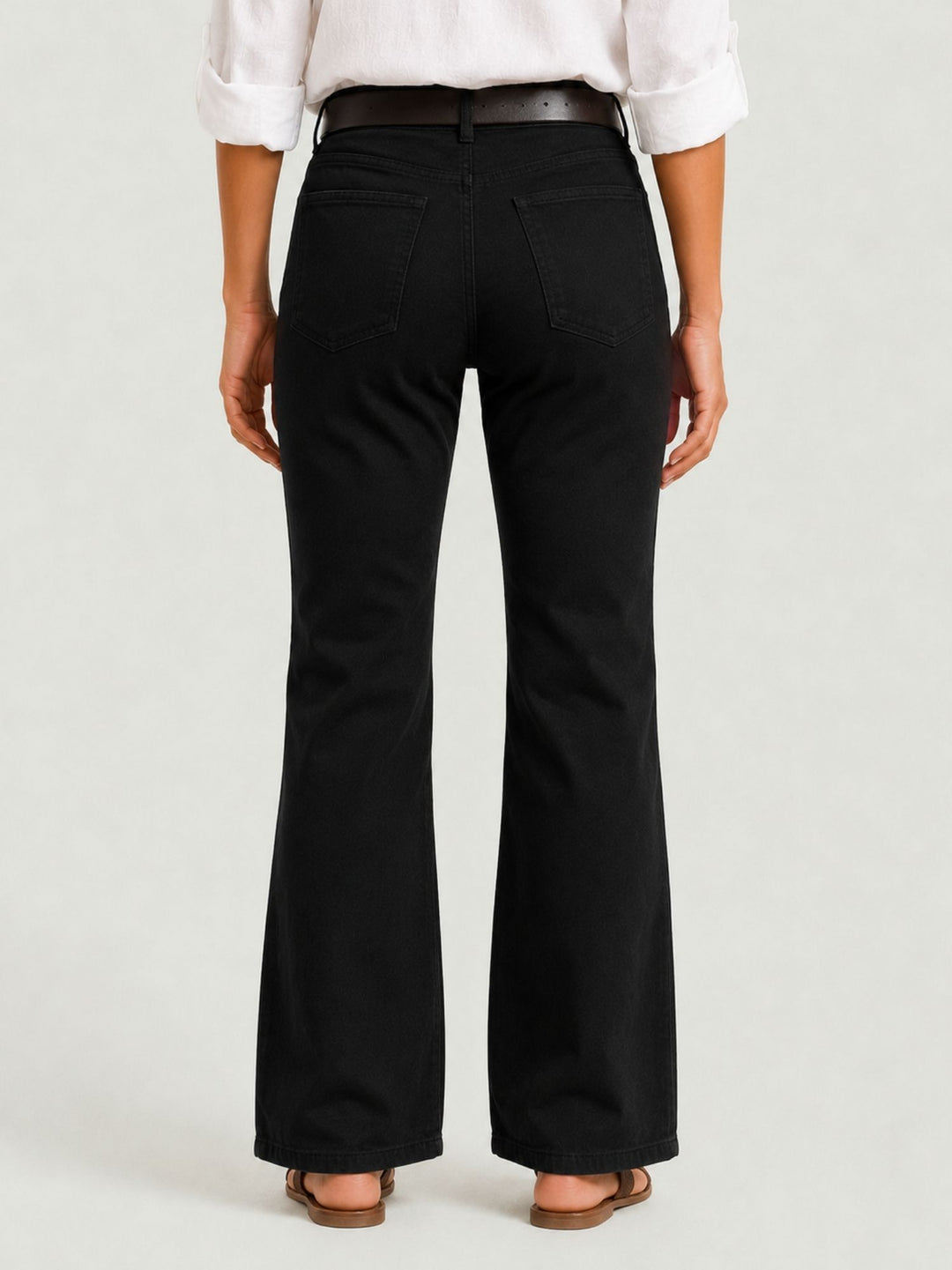 Pantalone a zampa in cotone nero 5048 NERO ANDREA MORANDO 