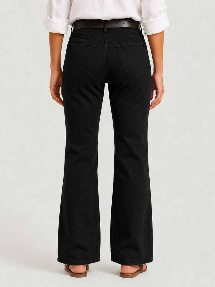 Pantalone a zampa in cotone nero 5048 NERO ANDREA MORANDO 