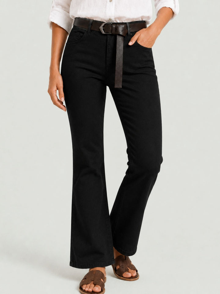 Pantalone a zampa in cotone nero 5048 NERO ANDREA MORANDO 