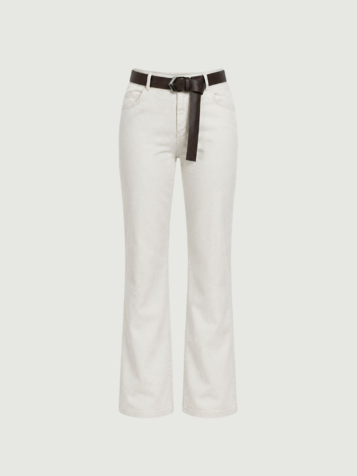 Pantalone a zampa in cotone panna 5048 PANNA ANDREA MORANDO 