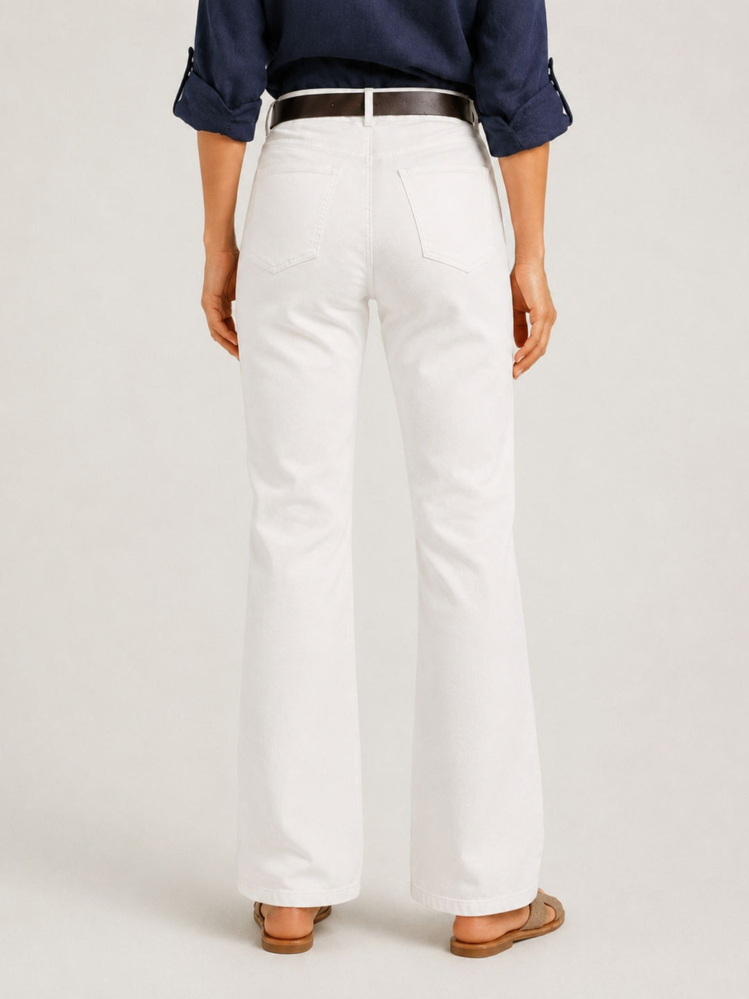 Pantalone a zampa in cotone panna 5048 PANNA ANDREA MORANDO 