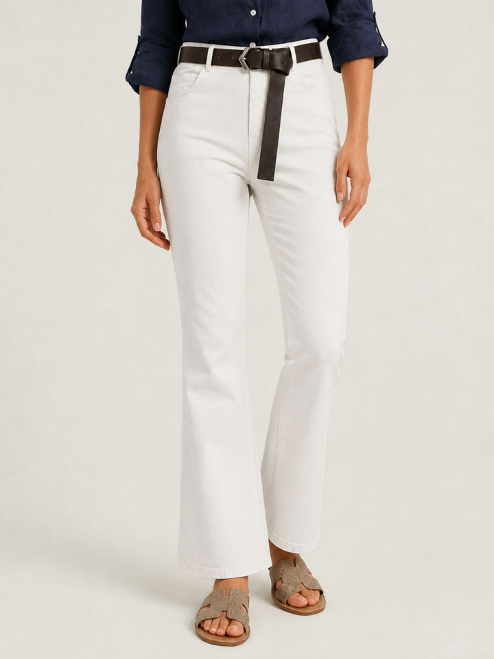 Pantalone a zampa in cotone panna 5048 PANNA ANDREA MORANDO 