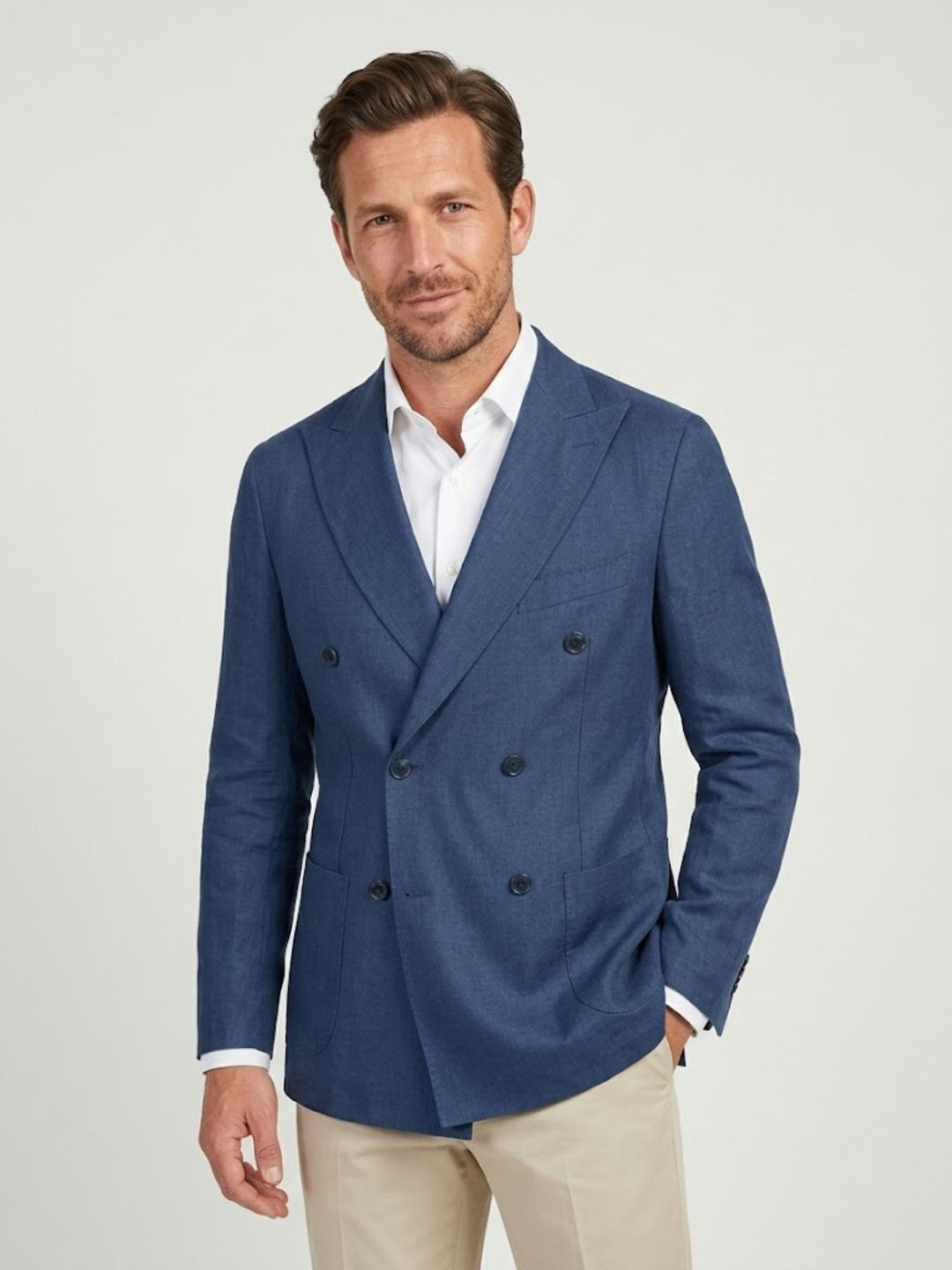 Blazer doppiopetto in misto lino navy MAPPAMONDO BLU ANDREA MORANDO 
