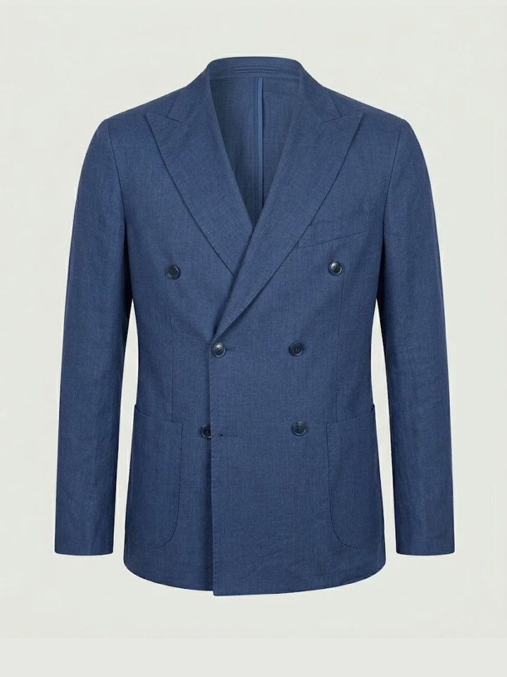 Blazer doppiopetto in misto lino navy MAPPAMONDO BLU ANDREA MORANDO 