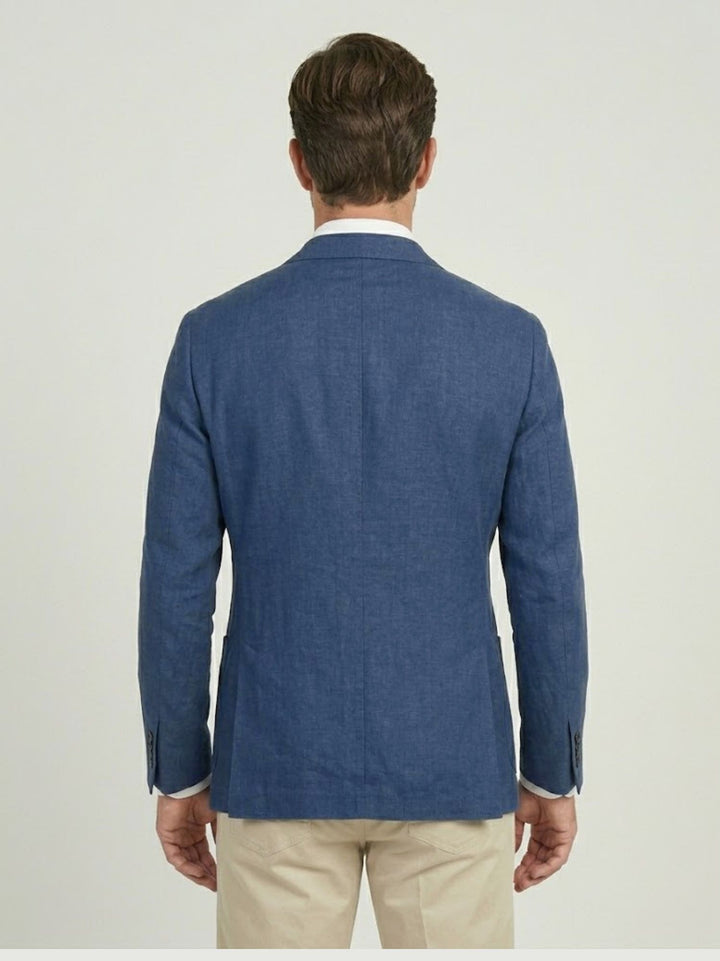 Blazer doppiopetto in misto lino navy MAPPAMONDO BLU ANDREA MORANDO 