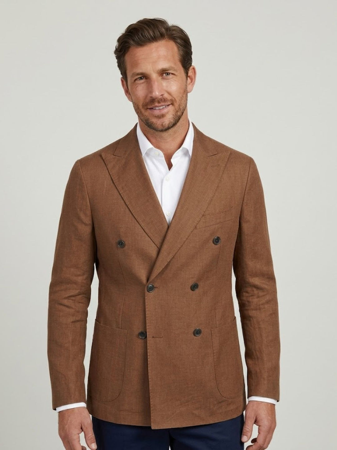 Blazer doppiopetto in misto lino tabacco MAPPAMONDO MORO ANDREA MORANDO 