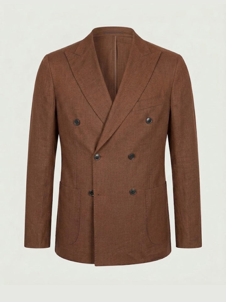 Blazer doppiopetto in misto lino tabacco MAPPAMONDO MORO ANDREA MORANDO 