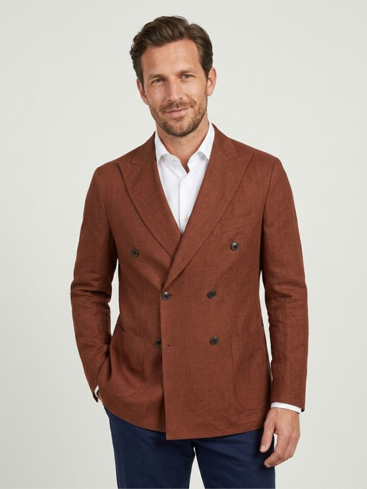 Blazer doppiopetto in misto lino color ruggine MAPPAMONDO RUGGINE ANDREA MORANDO 