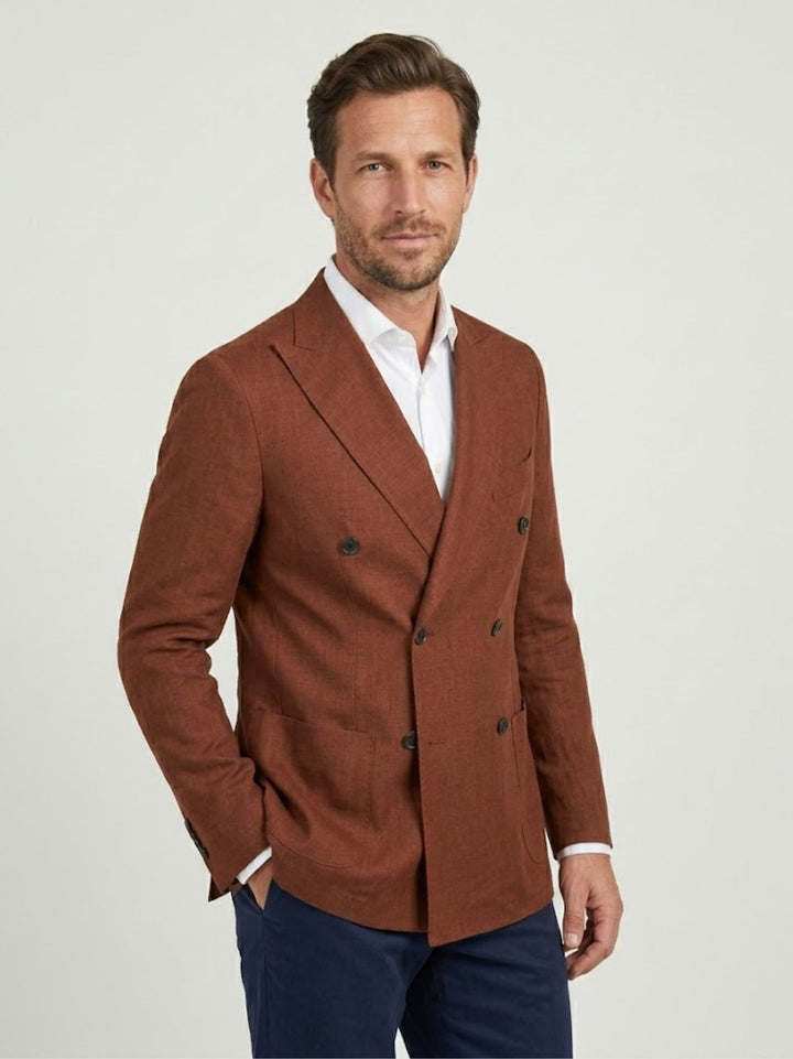 Blazer doppiopetto in misto lino color ruggine MAPPAMONDO RUGGINE ANDREA MORANDO 