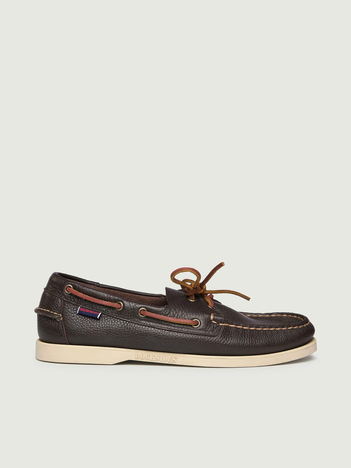 Mocassino Docksides Portland in pelle martellata marrone scuro 73118WW 901 SEBAGO 