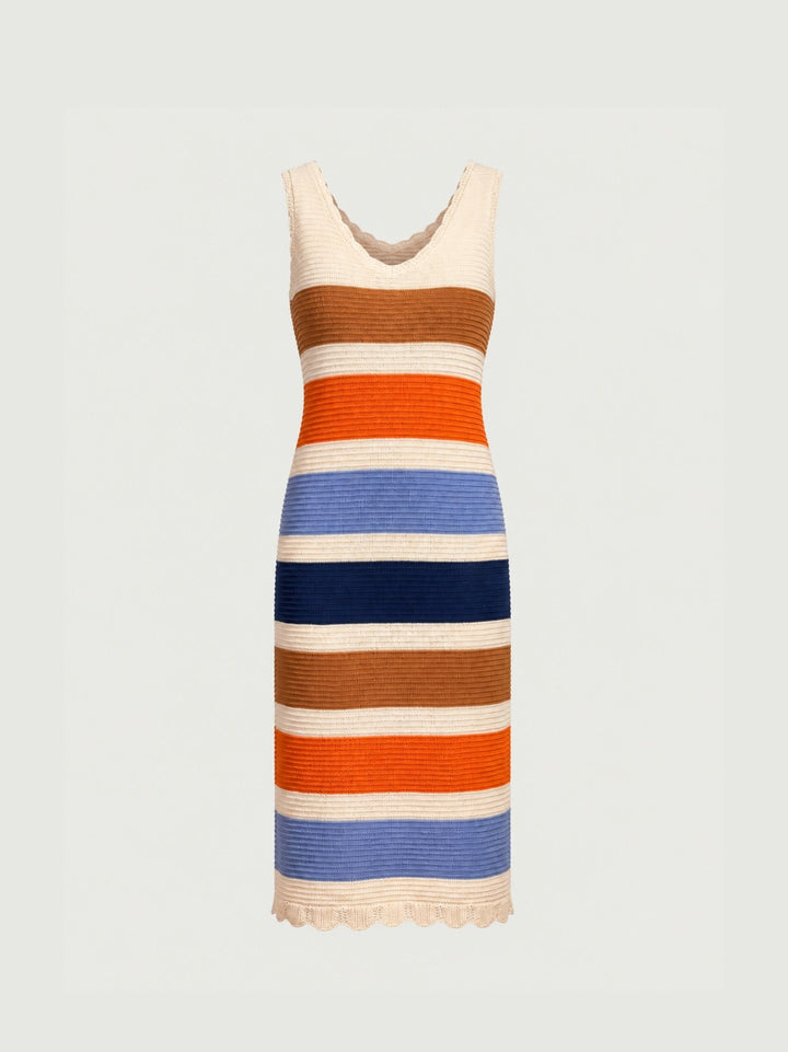 Abito midi in maglia a righe multicolor KITE733 02 ANDREA MORANDO 