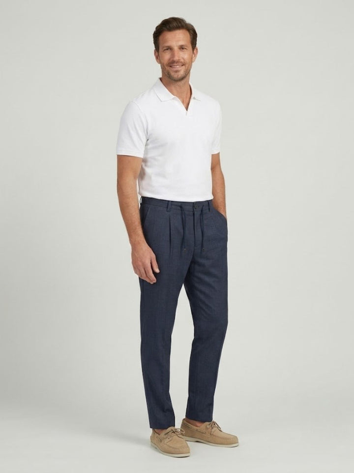 Pantalone chino con coulisse navy PL0204M 7003 ANDREA MORANDO 
