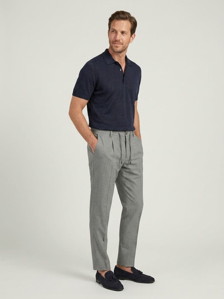 Pantalone chino con coulisse grigio PL0204M 9002 ANDREA MORANDO 