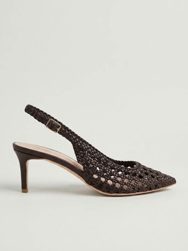Décolleté slingback intrecciata in pelle testa di moro D107 MOCCA ANDREA MORANDO 