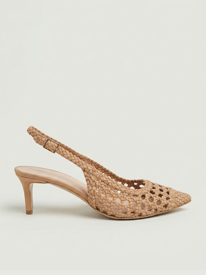 Décolleté slingback intrecciata in pelle beige D107 TAUPE ANDREA MORANDO 