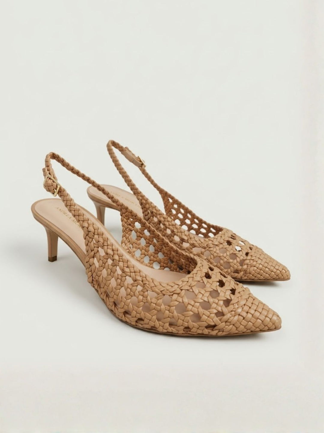 Décolleté slingback intrecciata in pelle beige D107 TAUPE ANDREA MORANDO 