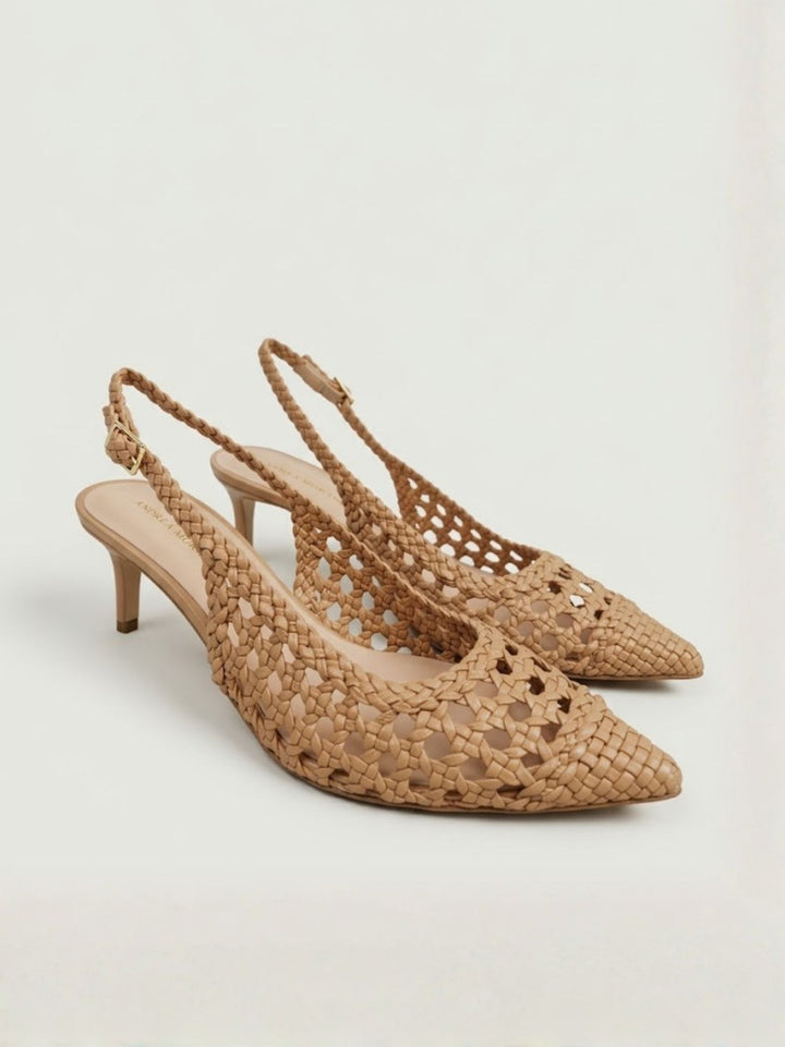 Décolleté slingback intrecciata in pelle beige D107 TAUPE ANDREA MORANDO 