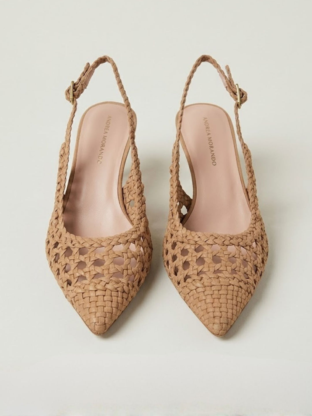 Décolleté slingback intrecciata in pelle beige D107 TAUPE ANDREA MORANDO 