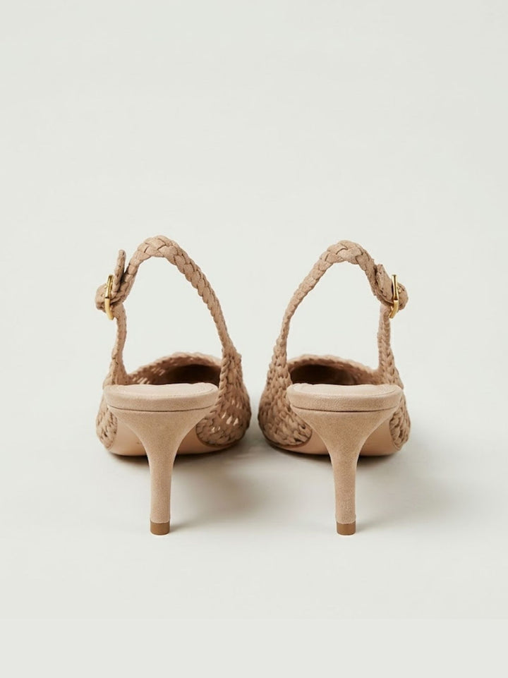 Décolleté slingback intrecciata in pelle beige D107 TAUPE ANDREA MORANDO 