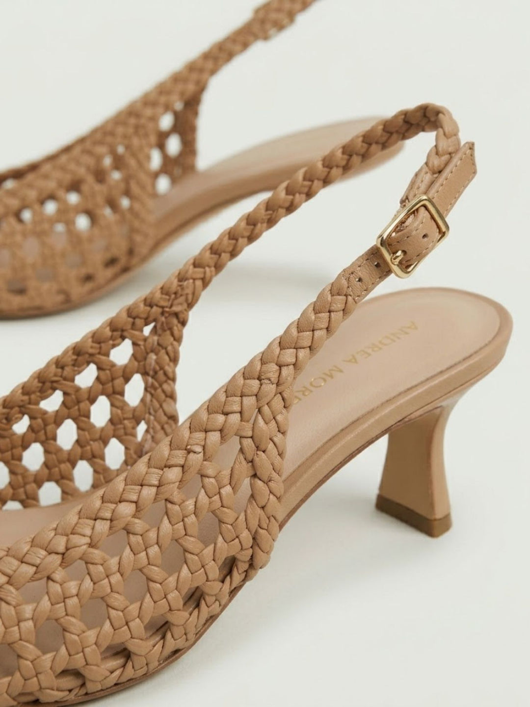 Décolleté slingback intrecciata in pelle beige D107 TAUPE ANDREA MORANDO 