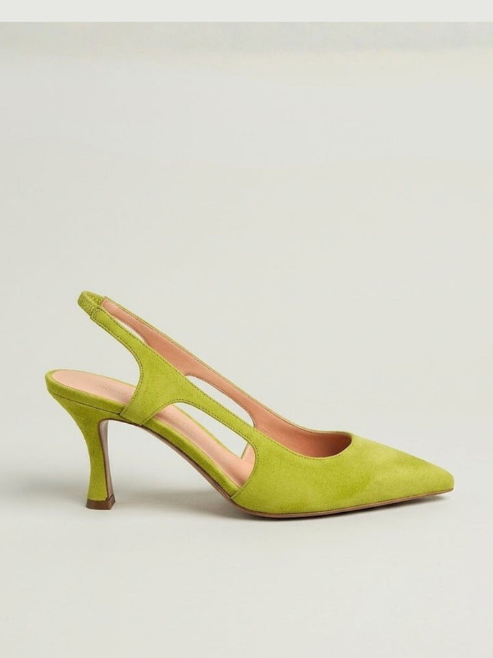 Décolleté slingback in pelle scamosciata lime S260 LIME ANDREA MORANDO 