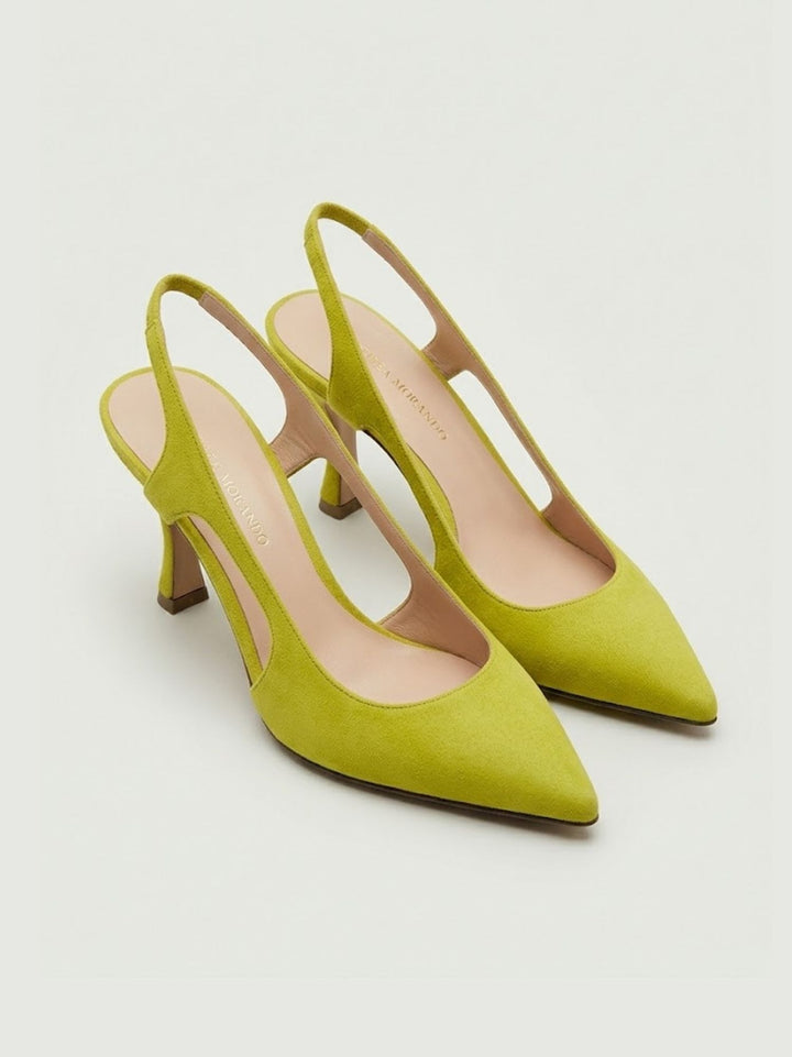 Décolleté slingback in pelle scamosciata lime S260 LIME ANDREA MORANDO 