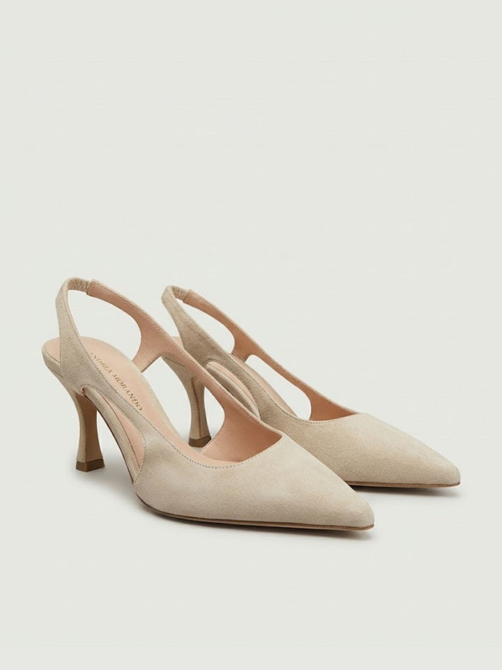 Décolleté slingback in pelle scamosciata beige S260 PEACH ANDREA MORANDO 