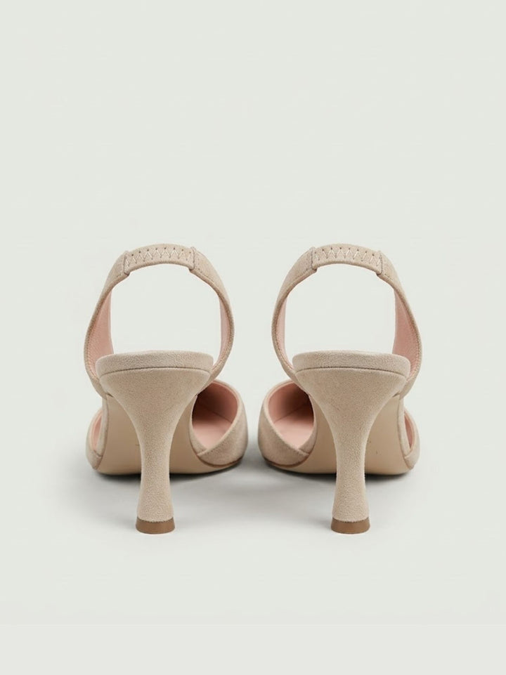 Décolleté slingback in pelle scamosciata beige S260 PEACH ANDREA MORANDO 