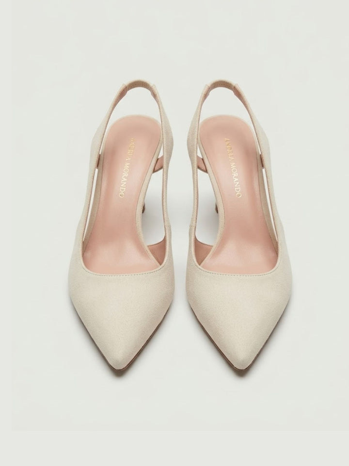 Décolleté slingback in pelle scamosciata beige S260 PEACH ANDREA MORANDO 