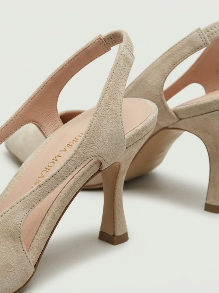 Décolleté slingback in pelle scamosciata beige S260 PEACH ANDREA MORANDO 