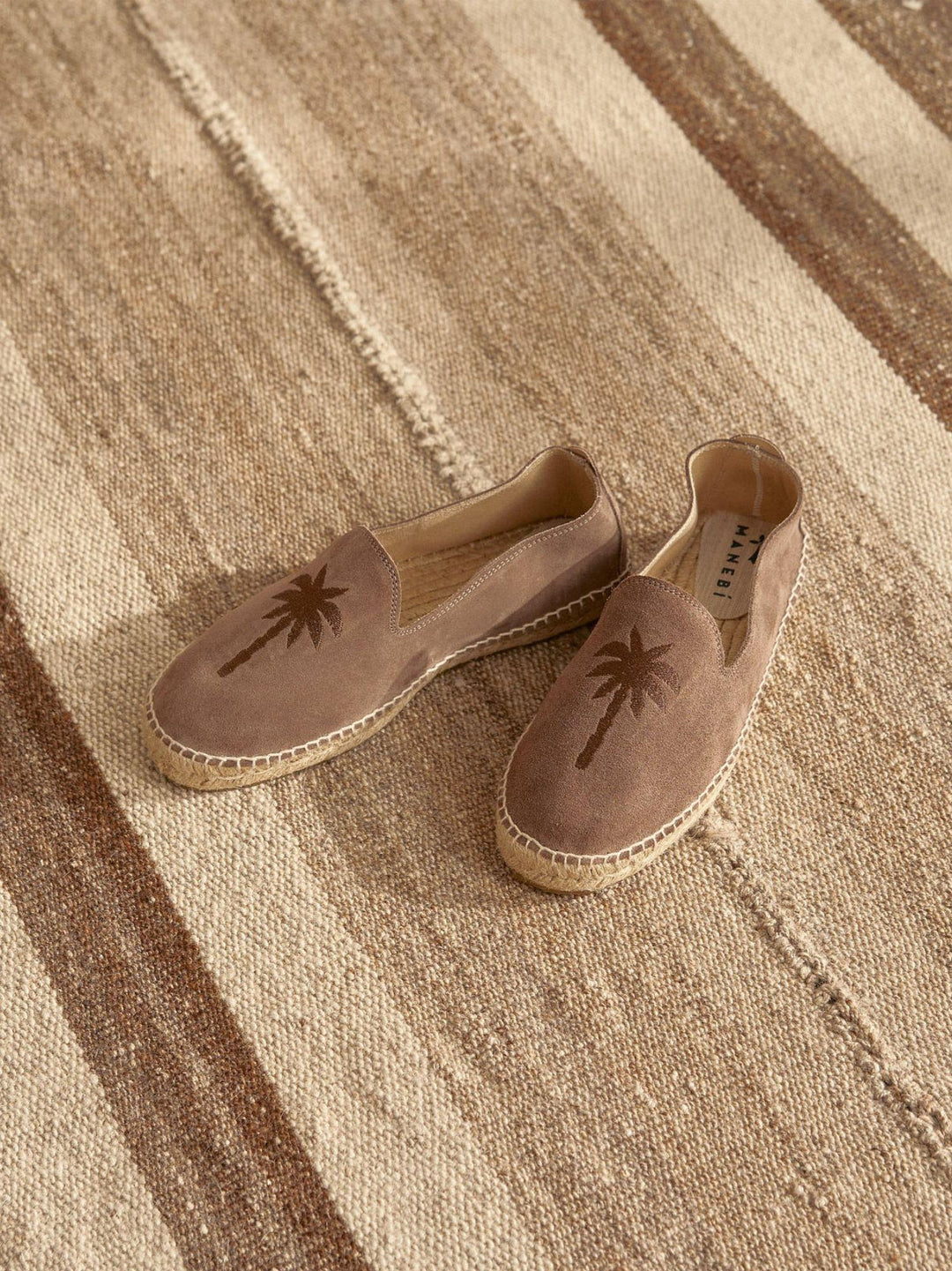 Espadrillas in camoscio Moka con ricamo palma