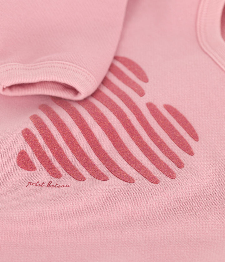 FELPA ROSA CON STAMPA A CUORE FLOCCAT0