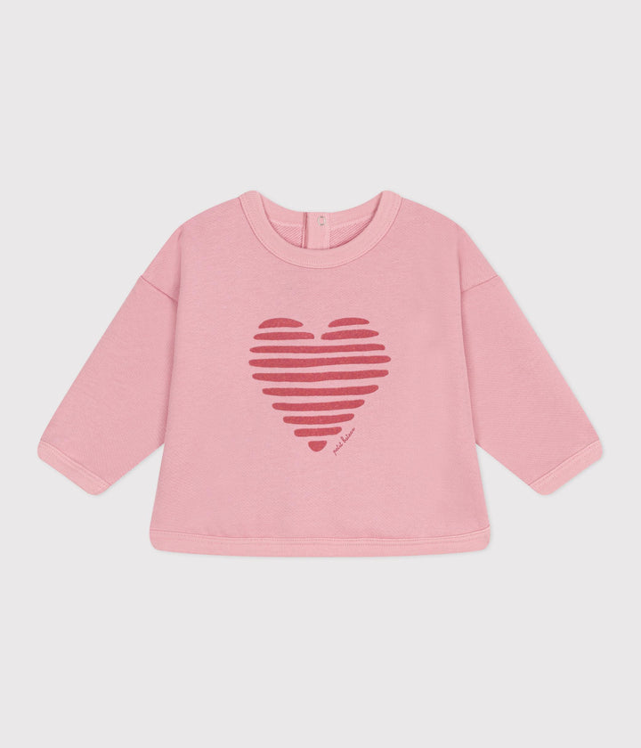 FELPA ROSA CON STAMPA A CUORE FLOCCAT0