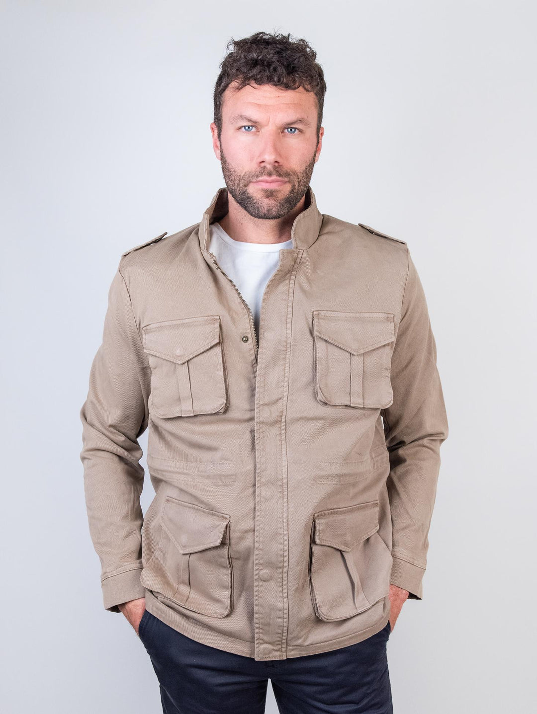 FIELD JACKET IN COTONE BEIGE