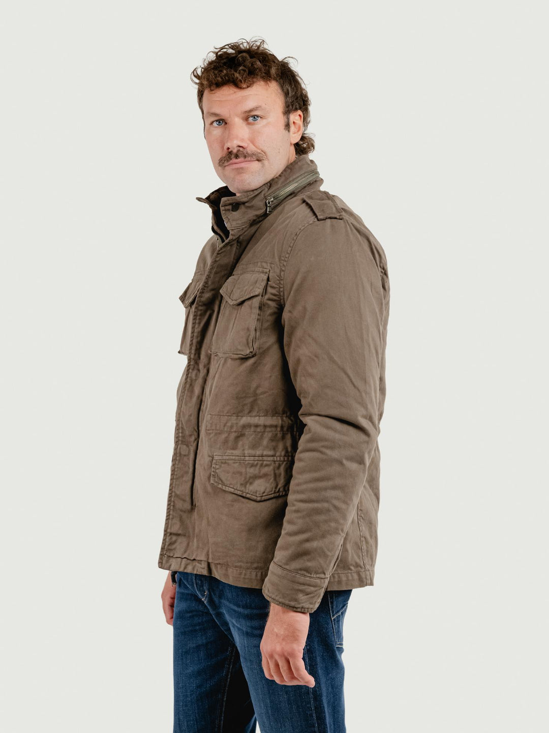 FIELD JACKET IN COTONE CON IMBOTTITURA SEPARABILE FANGO