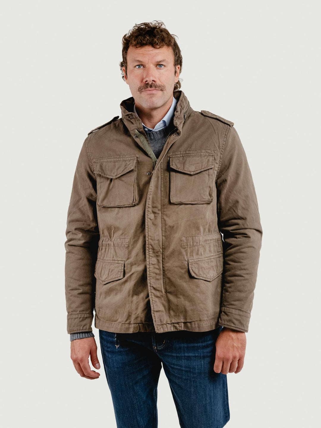 FIELD JACKET IN COTONE CON IMBOTTITURA SEPARABILE FANGO