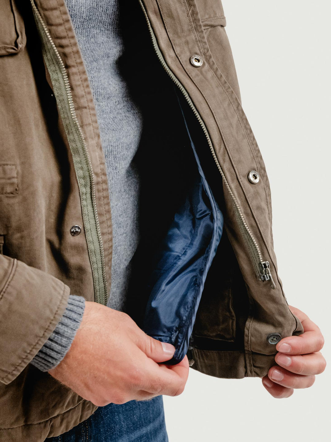 FIELD JACKET IN COTONE CON IMBOTTITURA SEPARABILE FANGO