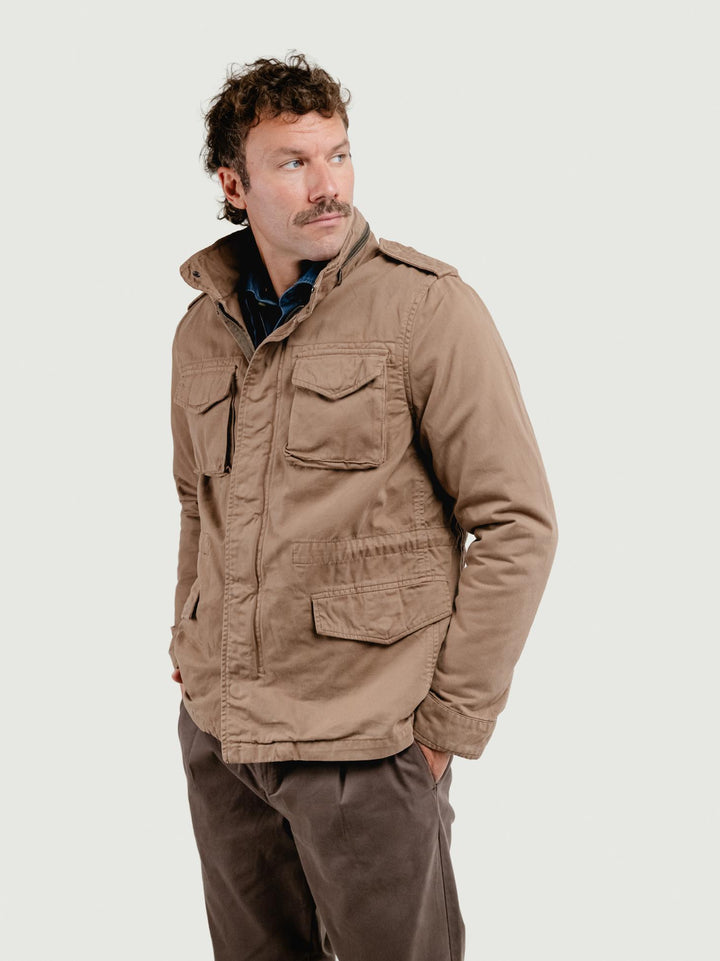 FIELD JACKET IN COTONE CON IMBOTTITURA SEPARABILE TORTORA