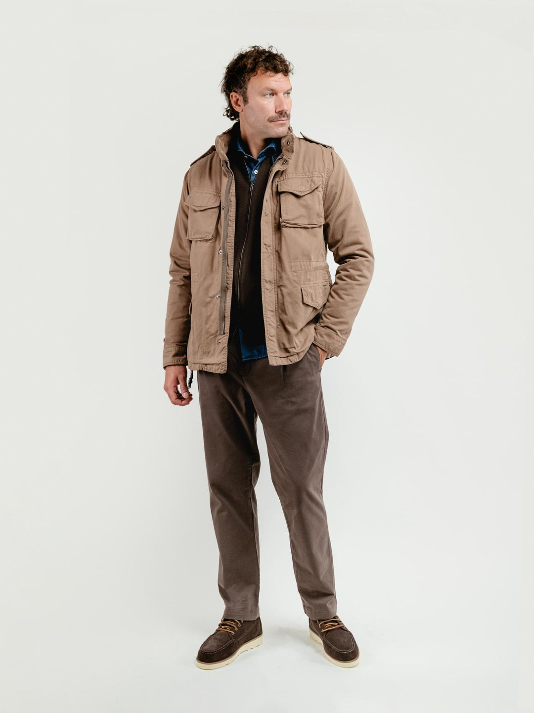 FIELD JACKET IN COTONE CON IMBOTTITURA SEPARABILE TORTORA