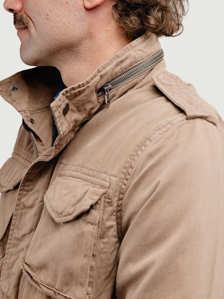 FIELD JACKET IN COTONE CON IMBOTTITURA SEPARABILE TORTORA
