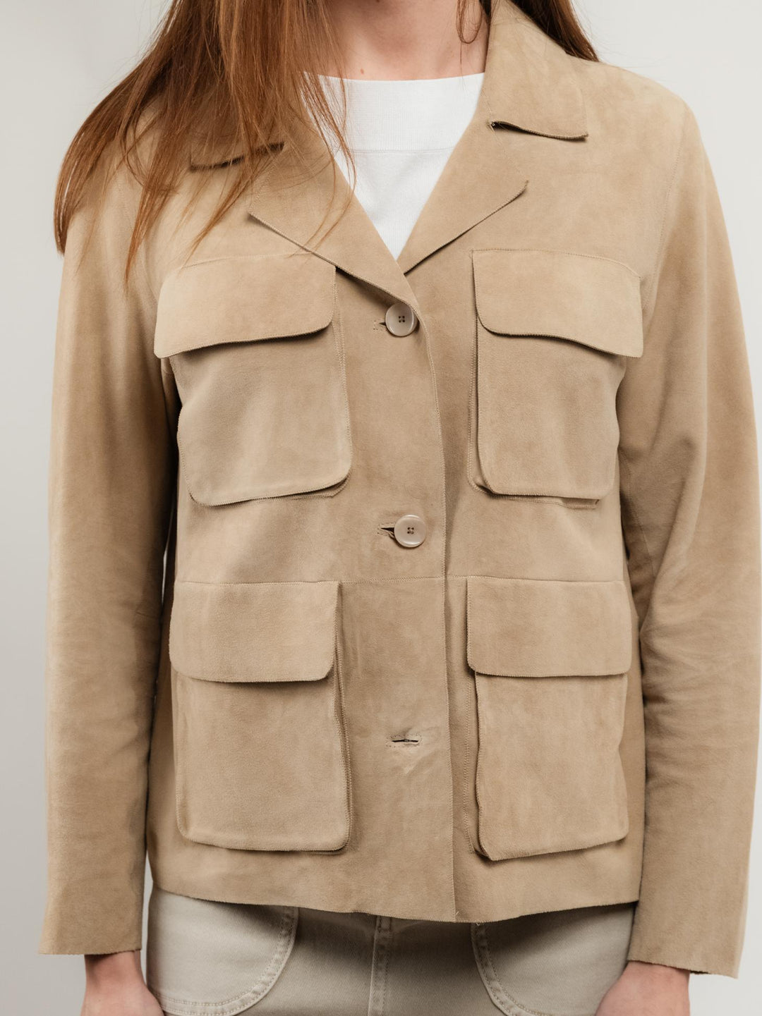 GIACCA BORACAY IN CAMOSCIO CON TASCHE BEIGE