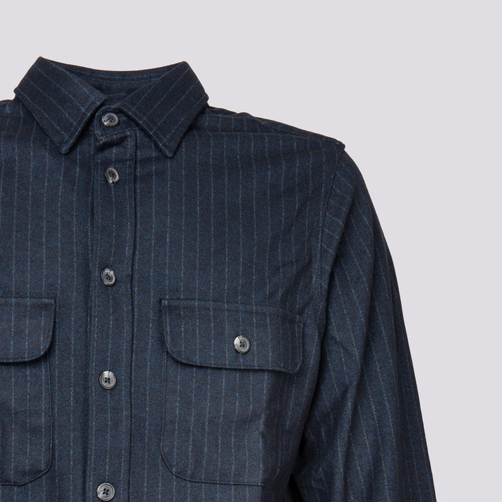 GIACCA CAMICIA OVERSHIRT GESSATO BLU